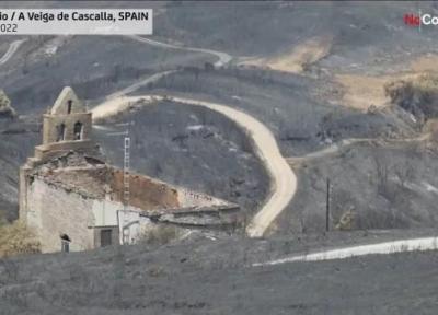 نابودی کامل یک روستا بر اثر آتش سوزی در اسپانیا